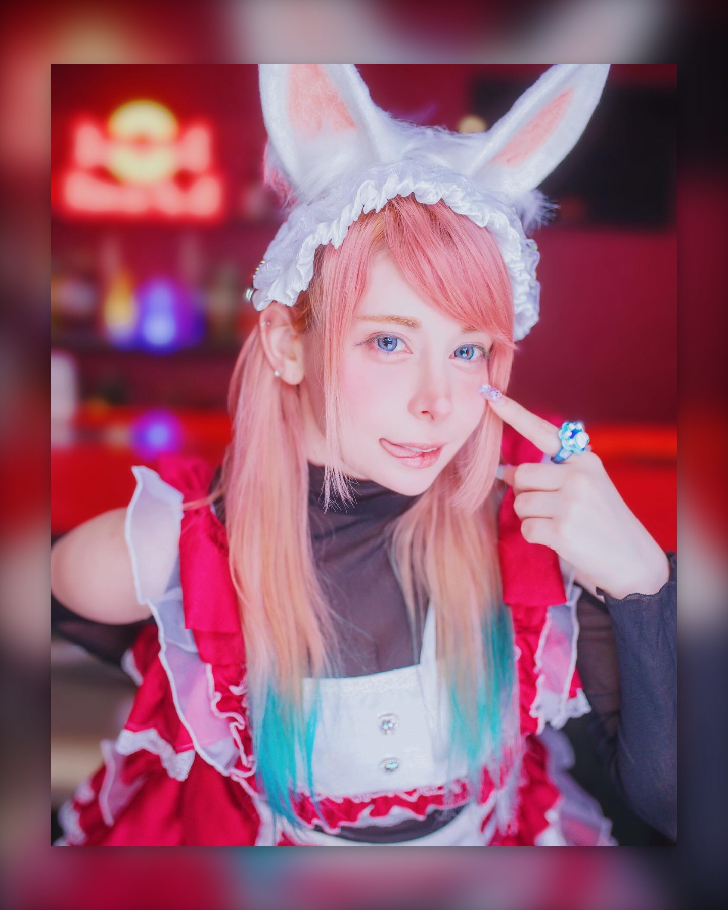 Maid cosplay with bunny ears