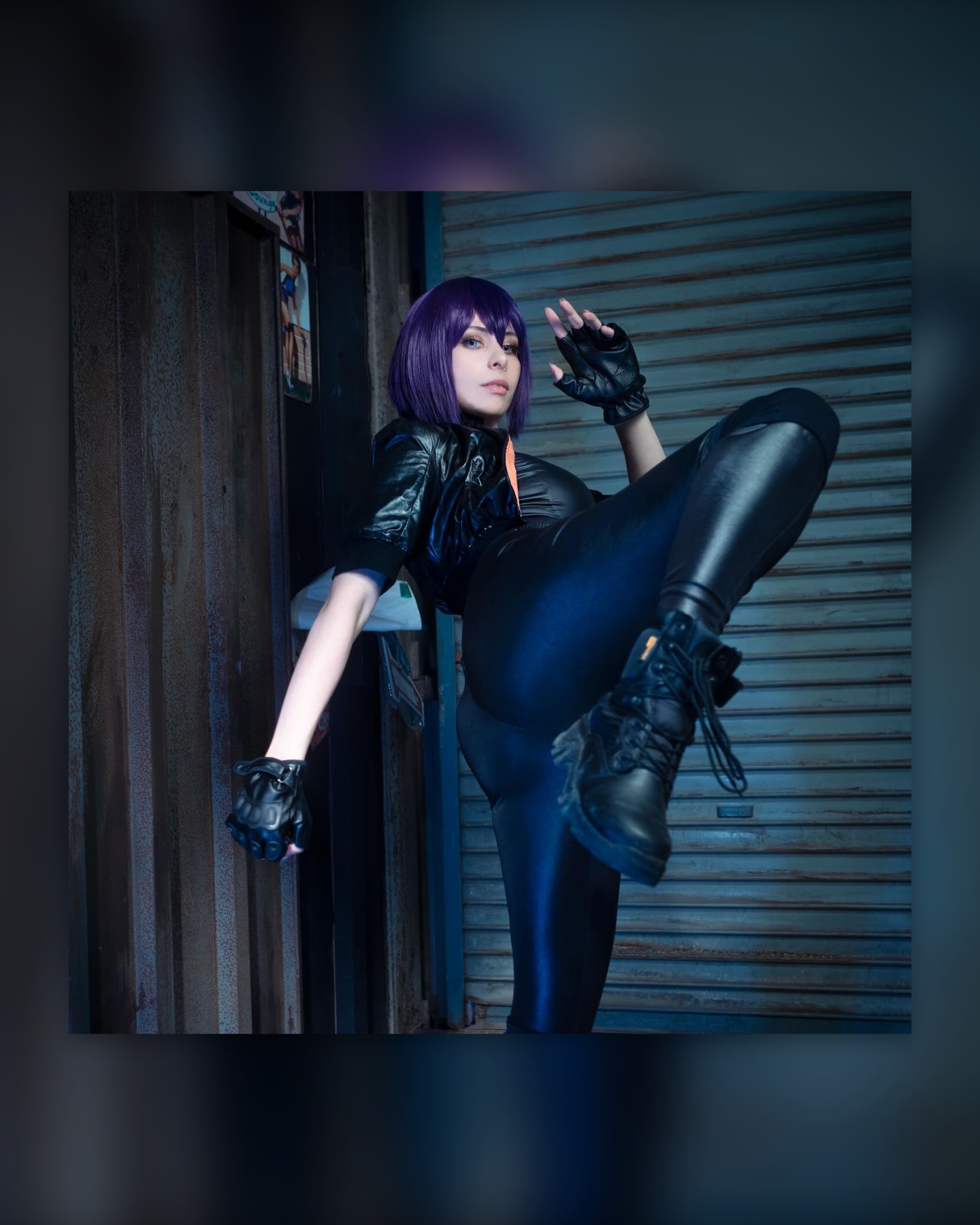 Black leather bodysuit cosplay